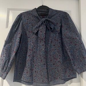 J. Crew Floral Bow Tie Neck Blouse